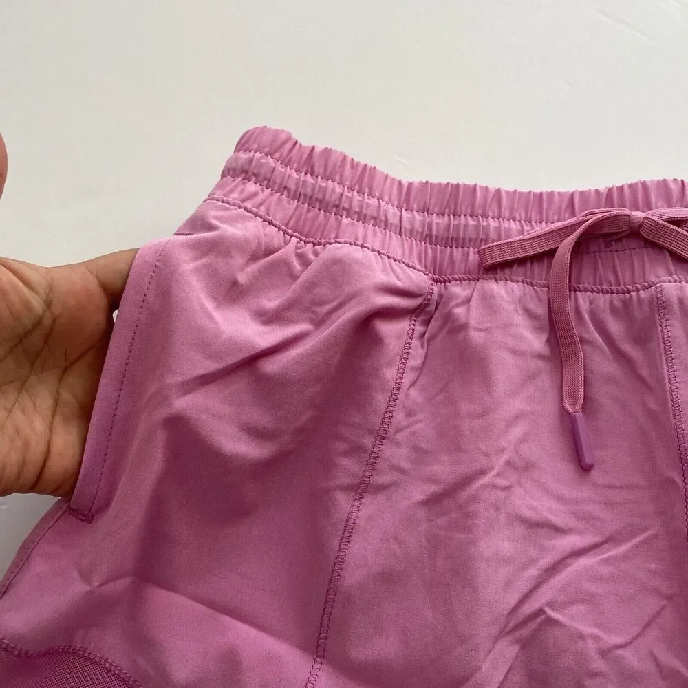 90 Degree Women's Pink Lavender Running‎ Short with Built-In Briefs Gym Sz M New